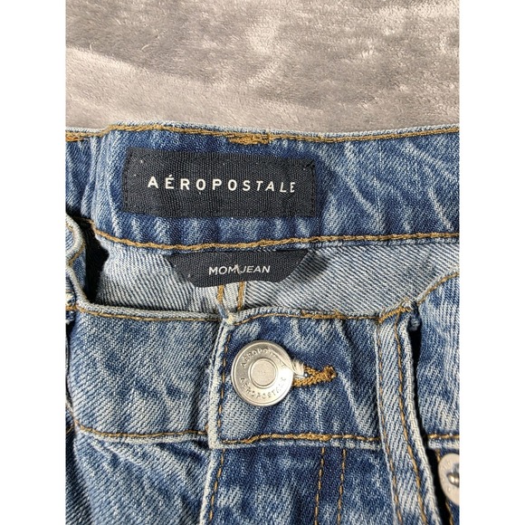 Aeropostale Mom Jean Women's Size 0 Blue Light Wash Mid Rise Distressed - Picture 5 of 8